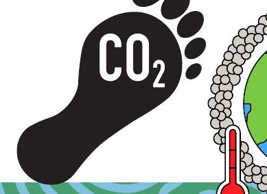 Huella con «CO₂» escrito